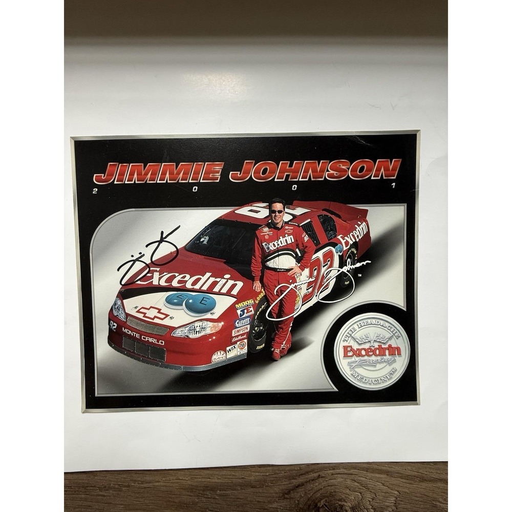 Jimmie Johnson 2001 HERZOG MOTORSPORTS #92 8x10 signed photo EXCEDRIN CHEVY